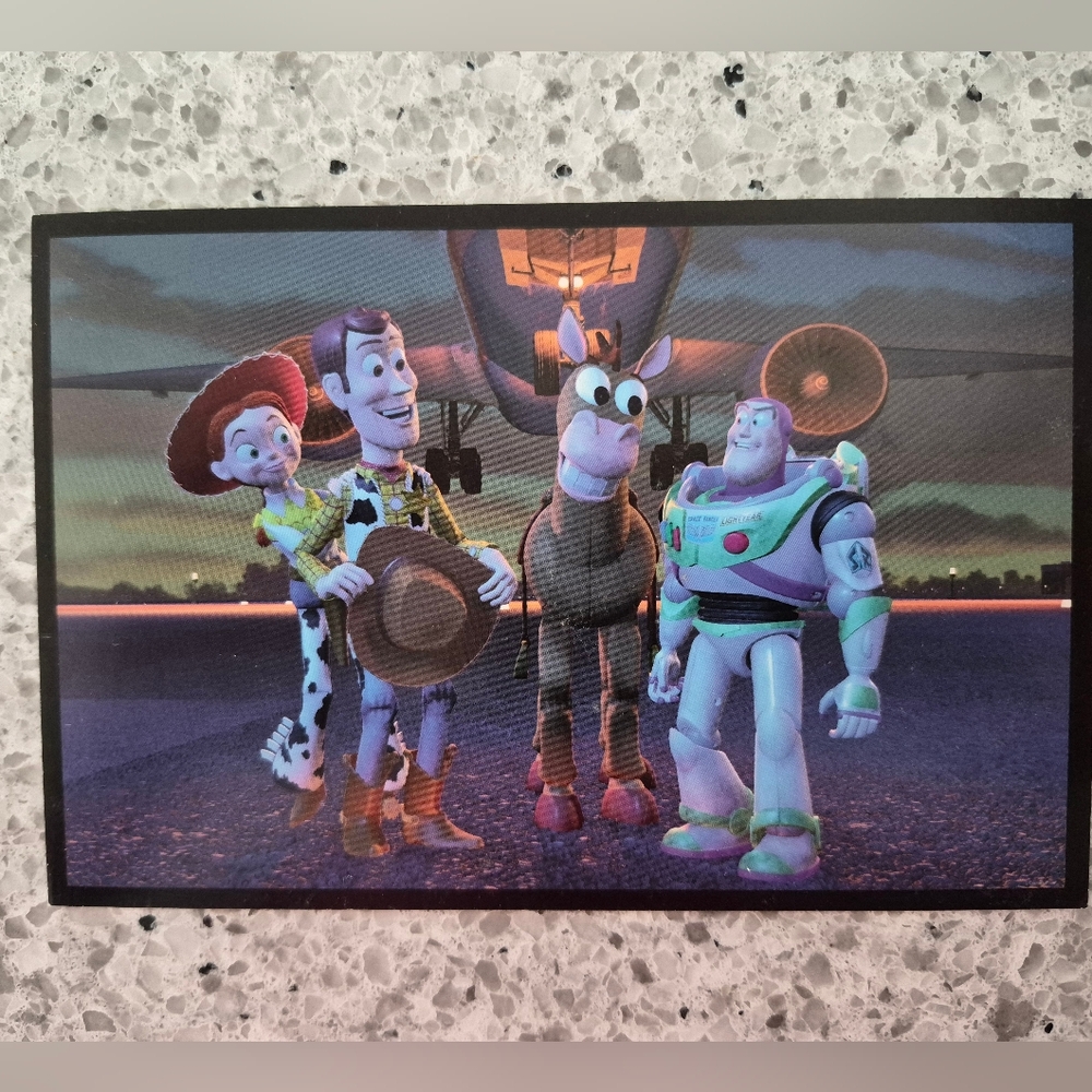 Runway Reunion Toy Story 2 Disney Animation Art Postcard  1999 Woody Buzz Jessie